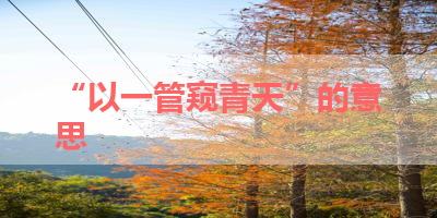 “以一管窥青天”的意思 