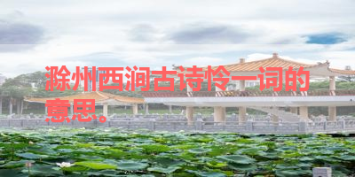 滁州西涧古诗怜一词的意思。 