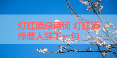 灯红酒绿诗词 灯红酒绿惹人醉下一句