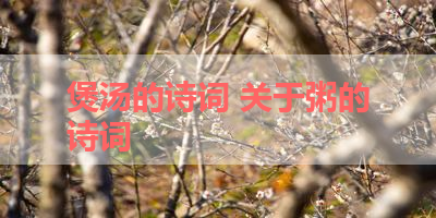 煲汤的诗词 关于粥的诗词