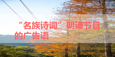 “名族诗词”朗诵节目的广告语 
