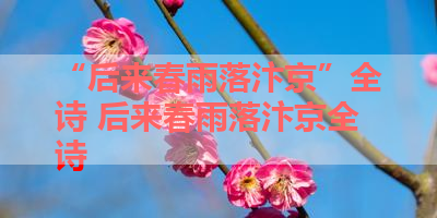 “后来春雨落汴京”全诗 后来春雨落汴京全诗