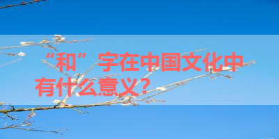 “和”字在中国文化中有什么意义？ 