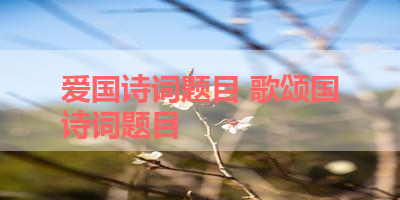 爱国诗词题目 歌颂国诗词题目