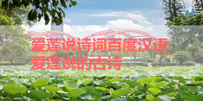 爱莲说诗词百度汉语 爱莲说的古诗 
