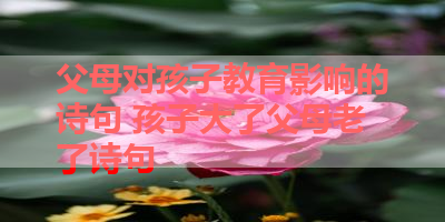 父母对孩子教育影响的诗句 孩子大了父母老了诗句