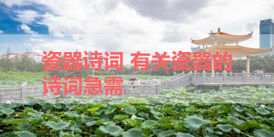 瓷器诗词 有关瓷器的诗词急需 