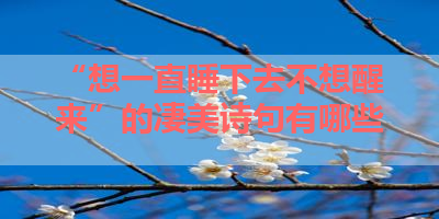 “想一直睡下去不想醒来”的凄美诗句有哪些 
