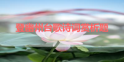 登幽州台歌诗词赏析题 