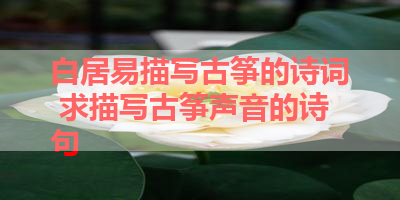 白居易描写古筝的诗词 求描写古筝声音的诗句 