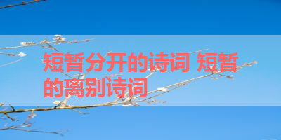短暂分开的诗词 短暂的离别诗词
