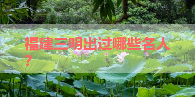 福建三明出过哪些名人？ 