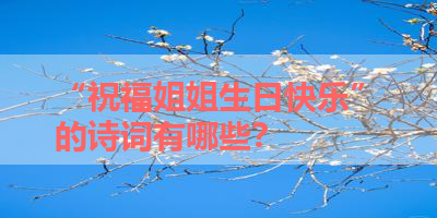 “祝福姐姐生日快乐”的诗词有哪些？ 