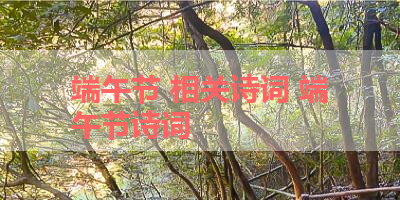 端午节 相关诗词 端午节诗词