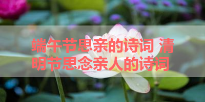 端午节思亲的诗词 清明节思念亲人的诗词