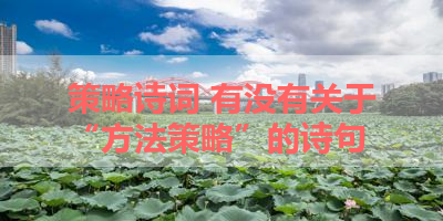 策略诗词 有没有关于“方法策略”的诗句 