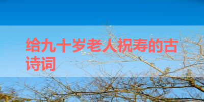 给九十岁老人祝寿的古诗词 