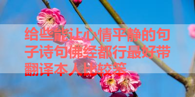 给些能让心情平静的句子诗句佛经都行最好带翻译本人比较笨 