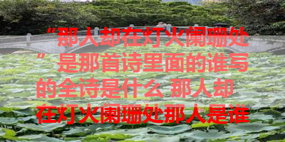 “那人却在灯火阑珊处”是那首诗里面的谁写的全诗是什么 那人却在灯火阑珊处那人是谁