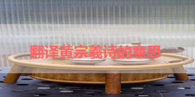 翻译黄宗羲诗的意思 