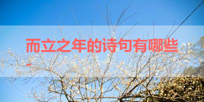 而立之年的诗句有哪些- 