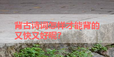 背古诗词怎样才能背的又快又好呢？ 