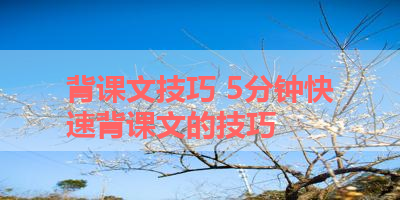 背课文技巧 5分钟快速背课文的技巧