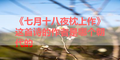 《七月十八夜枕上作》这首诗的作者是哪个朝代的 