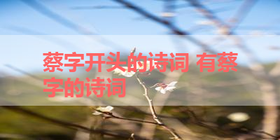 蔡字开头的诗词 有蔡字的诗词