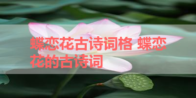 蝶恋花古诗词格 蝶恋花的古诗词