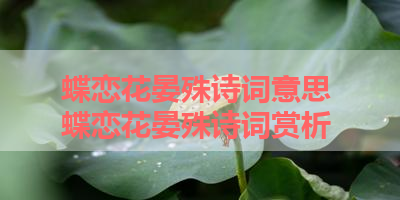 蝶恋花晏殊诗词意思 蝶恋花晏殊诗词赏析