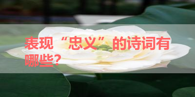 表现“忠义”的诗词有哪些？ 