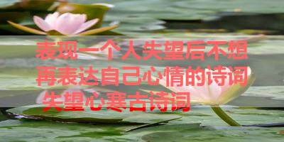 表现一个人失望后不想再表达自己心情的诗词 失望心寒古诗词