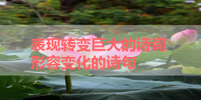 表现转变巨大的诗词 形容变化的诗句 