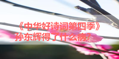 《中华好诗词第四季》孙东辉得了什么病？ 
