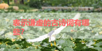 表示谦虚的古诗词有哪些？ 