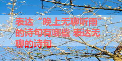 表达“晚上无聊听雨”的诗句有哪些 表达无聊的诗句