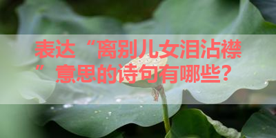 表达“离别儿女泪沾襟”意思的诗句有哪些？ 