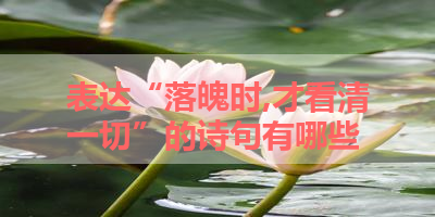 表达“落魄时,才看清一切”的诗句有哪些 