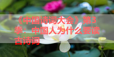 《中国诗词大会》第3季：中国人为什么要读古诗词 