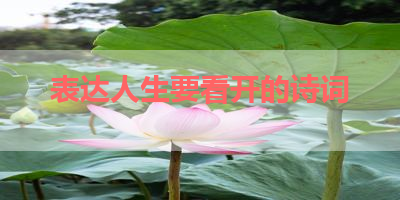 表达人生要看开的诗词 