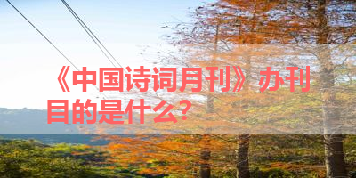 《中国诗词月刊》办刊目的是什么？ 