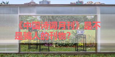 《中国诗词月刊》是不是骗人的刊物？ 
