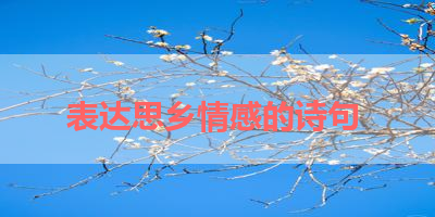 表达思乡情感的诗句 