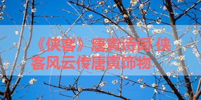 《侠客》唐寅诗词 侠客风云传唐寅饰物