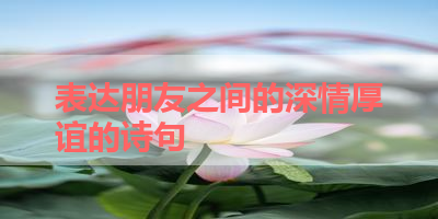 表达朋友之间的深情厚谊的诗句 