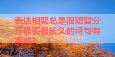 表达相聚总是很短暂分开确实很长久的诗句有哪些？ 