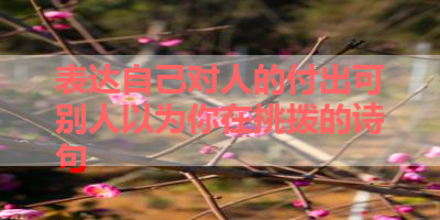 表达自己对人的付出可别人以为你在挑拨的诗句 