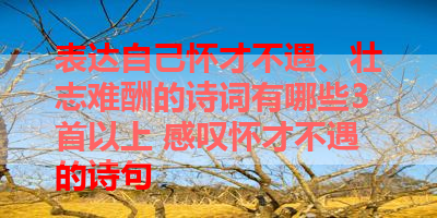 表达自己怀才不遇、壮志难酬的诗词有哪些3首以上 感叹怀才不遇的诗句