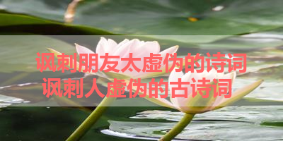 讽刺朋友太虚伪的诗词 讽刺人虚伪的古诗词